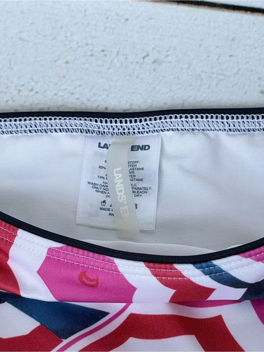 Lands' End Classic Mid Waist Bikini Swim Bottoms Umbrella Print - BOTTOMS ONLY